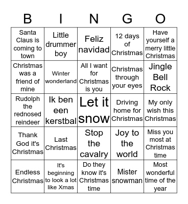 DPC's Grote Kersthit Bingo Card