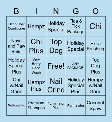 Salon Add-on Bingo Card
