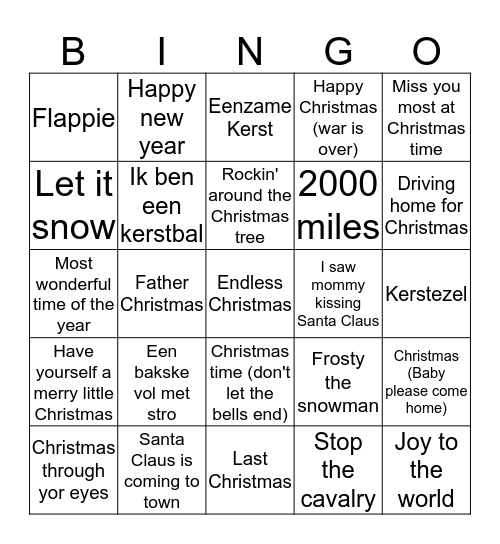 DPC's Grote Kersthit Bingo Card