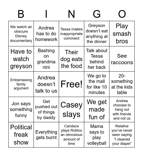 Thanksgiving 😒🤯🫣 Bingo Card