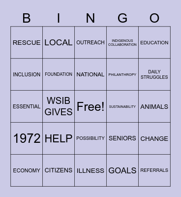 United Way Bingo Card