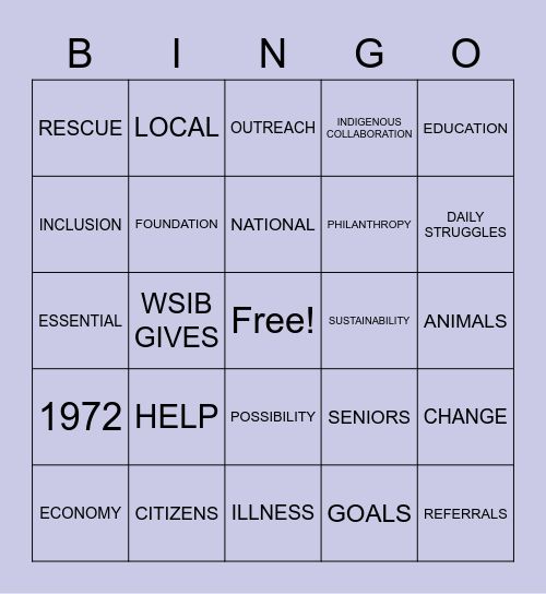United Way Bingo Card