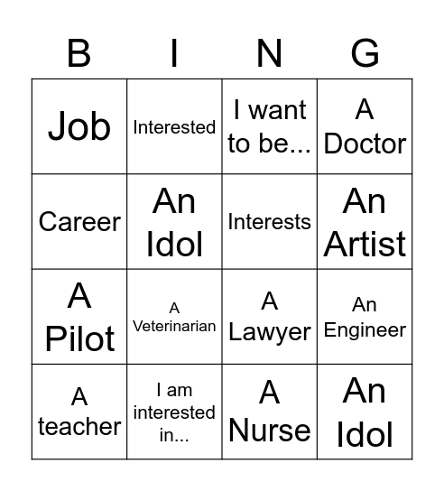 Career Bingo Card