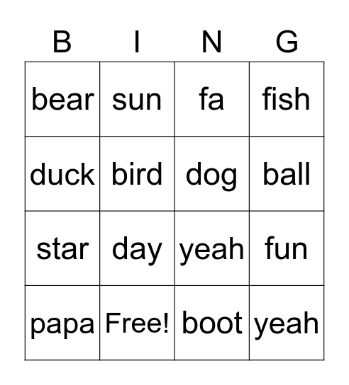 OLIVA'S WORDS Bingo Card