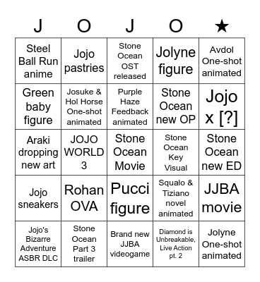 JJBA 10th anniversary announcement Bingo Card