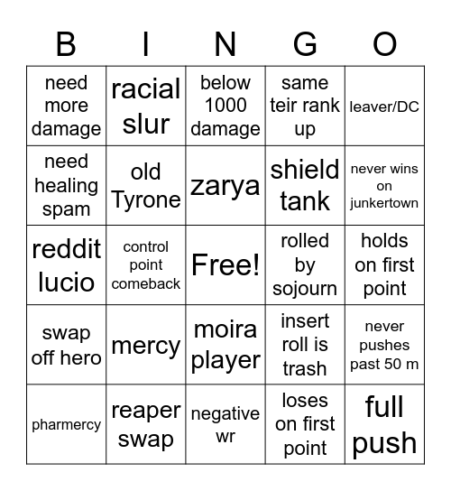 OW2 Bingo Card