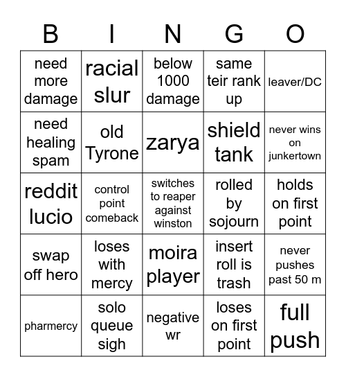 OW2 Bingo Card