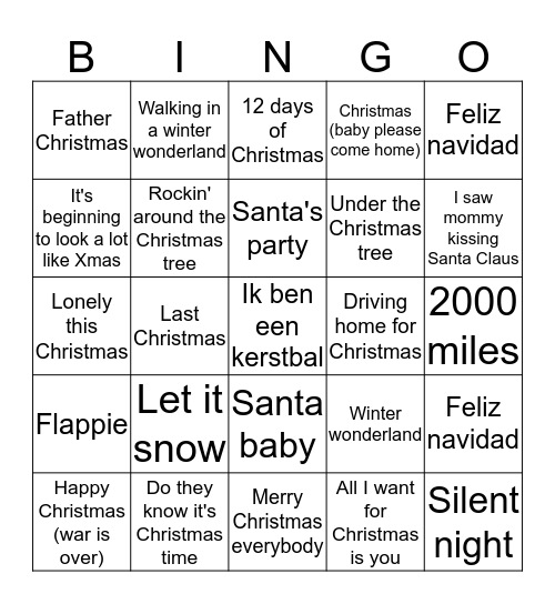 DPC's Grote Kersthit Bingo Card