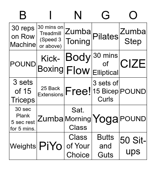Commit to Be Fit BINGO!!  Bingo Card