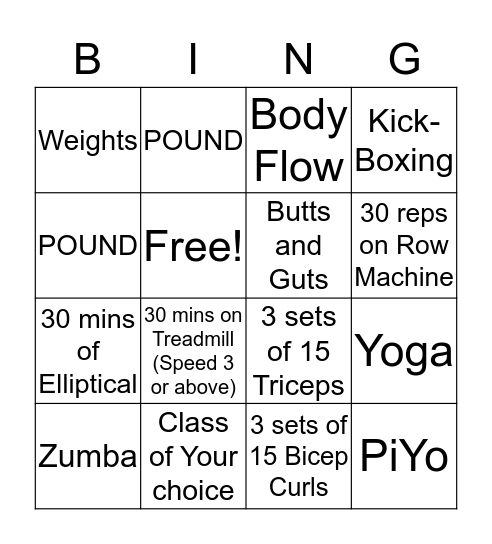 Commit to Be Fit BINGO!!  Bingo Card