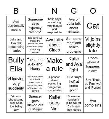 Call Bingo Card