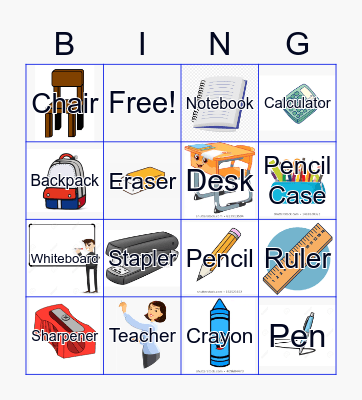 Stationery Bingo Card