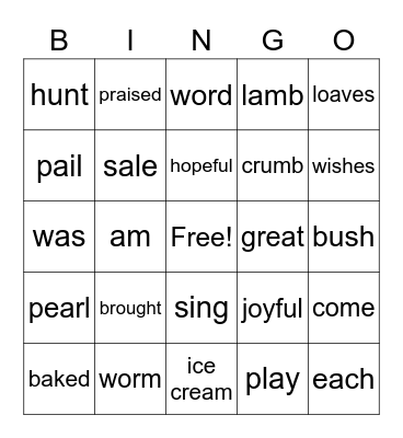 Primer 1 Bingo Review Bingo Card