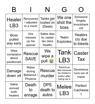 Drastic Measures Raid Bingo Card