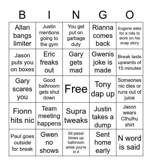 Eye Kraft Bingo Card