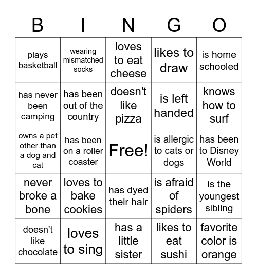 Friendsgiving Bingo Card