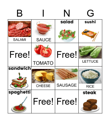 FOOD 2 Bingo Card