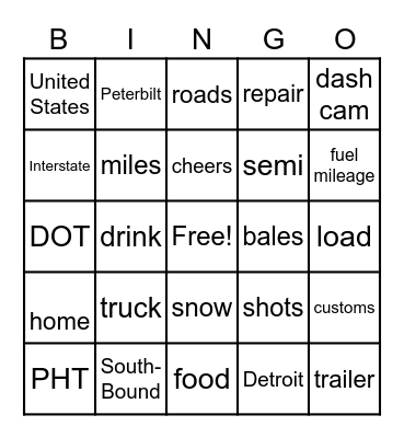 Evening Buzz Words Bingo Card