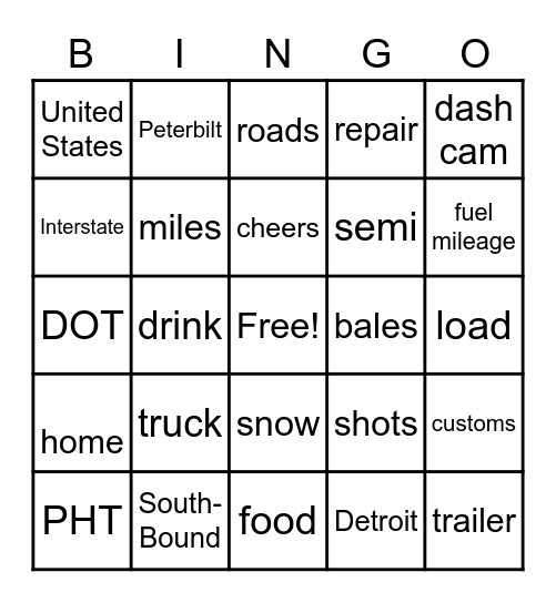 Evening Buzz Words Bingo Card