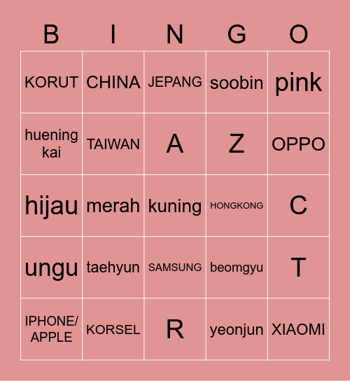 shnryjiin's Bingo Card