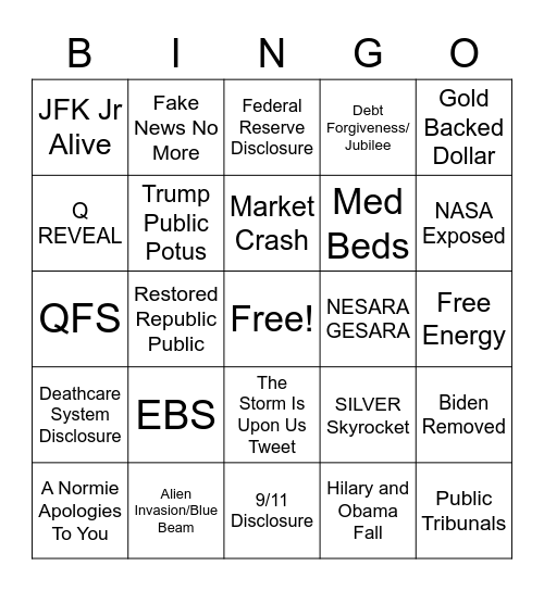 The Great  Awakening Bingo Card