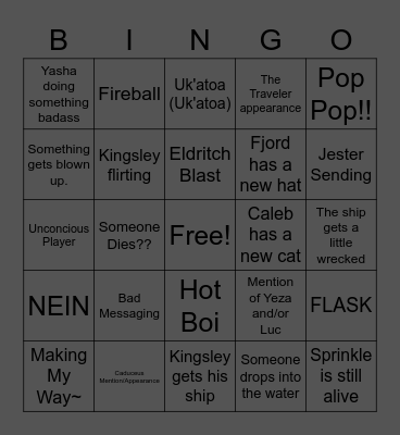 Mighty Nein Reunited Bingo Card