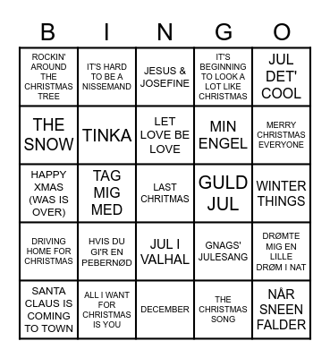 Julemusik banko Bingo Card