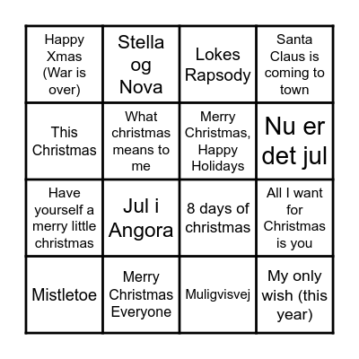 Julebanko Bingo Card