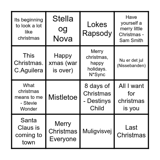 Julebanko Bingo Card