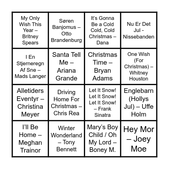 Julebanko Bingo Card