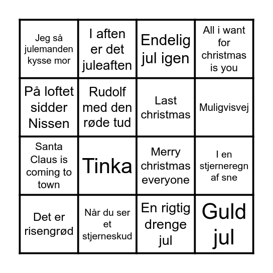 Julebanko Bingo Card