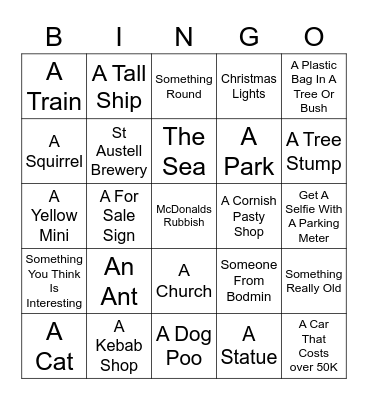 St Austell Bingo Card