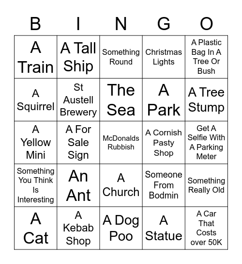 St Austell Bingo Card