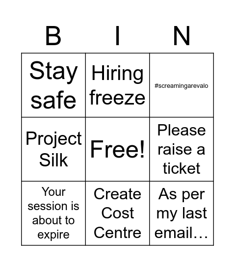 sTArs Bingo Card