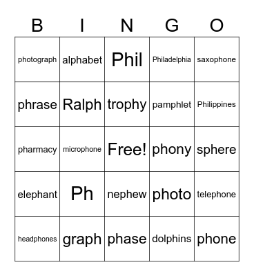 PH Bingo Card