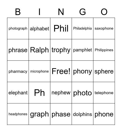 PH Bingo Card