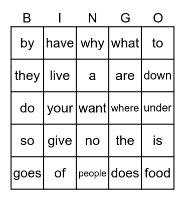 Sight Word Bingo Lesson 7 PLUS Bingo Card