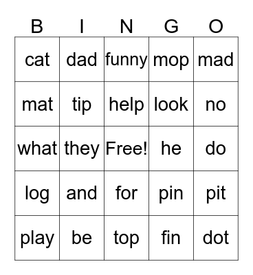 Lessons 1 - 3 Bingo Card