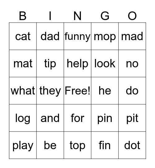 Lessons 1 - 3 Bingo Card