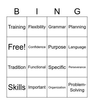 Vocabulary (Quiz 6) Bingo Card