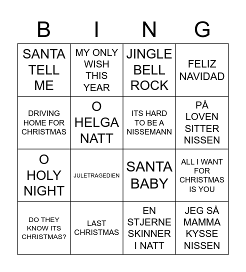 Grimtunets Julebord BINGO!!! Bingo Card