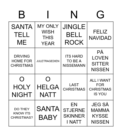 Grimtunets Julebord BINGO!!! Bingo Card