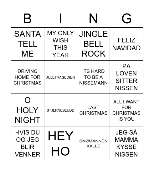 Grimtunets Julebord BINGO!!! Bingo Card