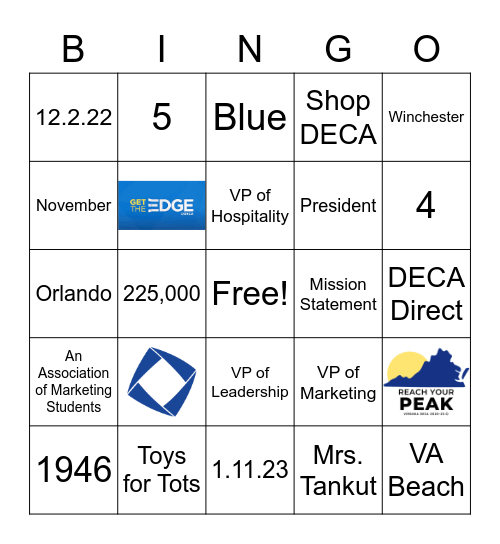 DECA DECA DECA Bingo Card