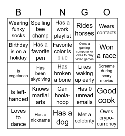 Human Bingo Card