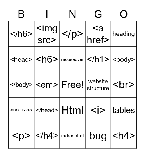 HTML Bingo Card