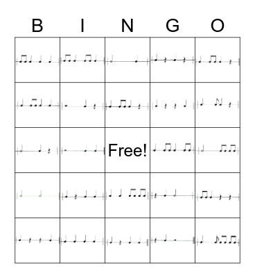 Rhythmic Bingo Card