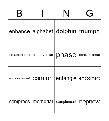 Spelling Word Bingo! Bingo Card