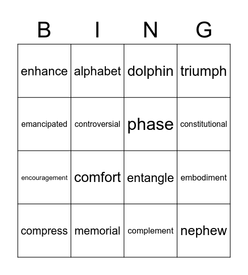 Spelling Word Bingo! Bingo Card