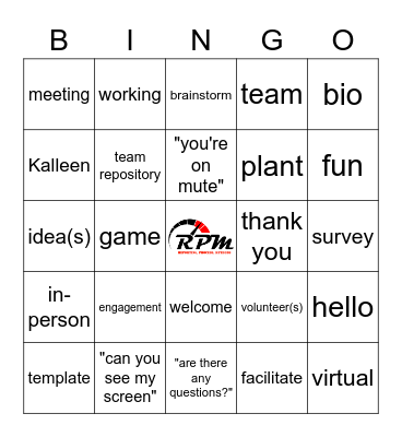 Engagement Meeting Bingo Card